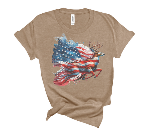 American Flag With Deer